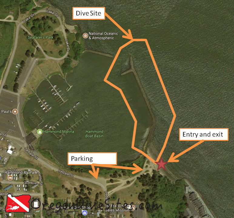 Hammond Boat Basin South Jetty SCUBA Map.